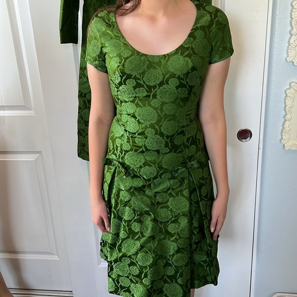 Vtg 1950s RARE Helga Emerald Green dress and jacket Vtg 10 = S/M now 2 pieces - Picture 8 of 14